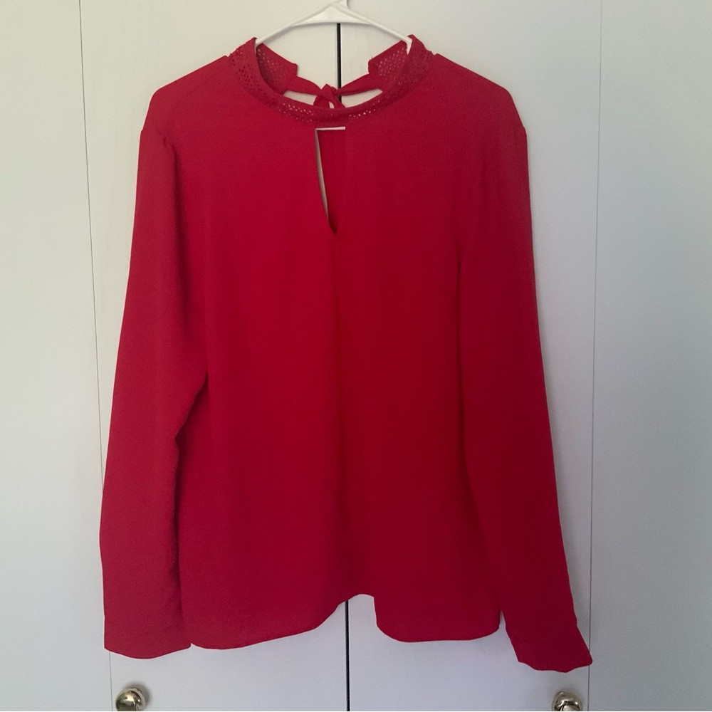 41 Hawthorn Scarlet Blouse with Keyhole Neckline